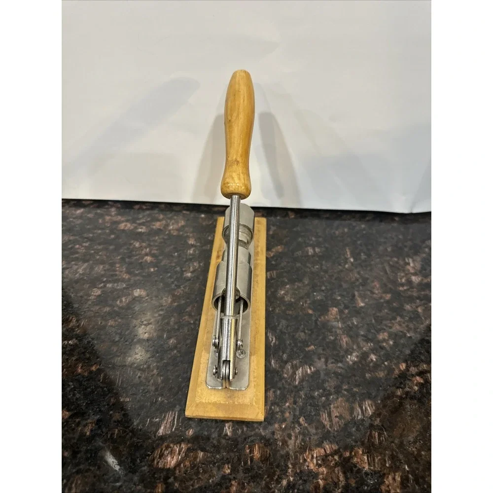 Vintage Nut Cracker Metal Adjustable 8.5in Mounted to Wood Base